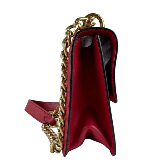 Auth PRADA Crossbody Shoulder Bag Red/Gold Leather/Metal - Picture 4 of 13